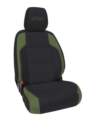 Toyota Tacoma Front Seat Covers - PRP Seats - Manual Seat Adjusters - Black/Olive Green - `16-`23